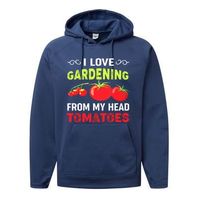 Vegetable Gardener, Gardening, Funny Pun: Head Tomatoes Performance Fleece Hoodie