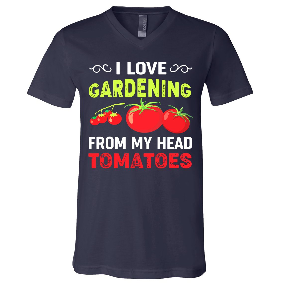 Vegetable Gardener, Gardening, Funny Pun: Head Tomatoes V-Neck T-Shirt