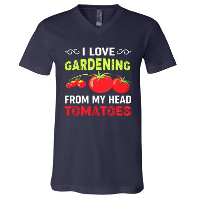 Vegetable Gardener, Gardening, Funny Pun: Head Tomatoes V-Neck T-Shirt