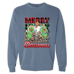 Video Gamer Gaming Controller Christmas Santa Xmas Funny Gift Garment-Dyed Sweatshirt