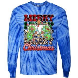 Video Gamer Gaming Controller Christmas Santa Xmas Funny Gift Tie-Dye Long Sleeve Shirt