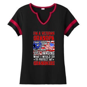 Veteran Grandpa Grandkids Ladies Halftime Notch Neck Tee