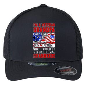 Veteran Grandpa Grandkids Flexfit Unipanel Trucker Cap