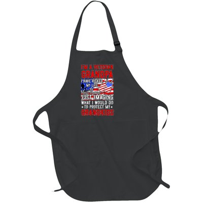 Veteran Grandpa Grandkids Full-Length Apron With Pockets