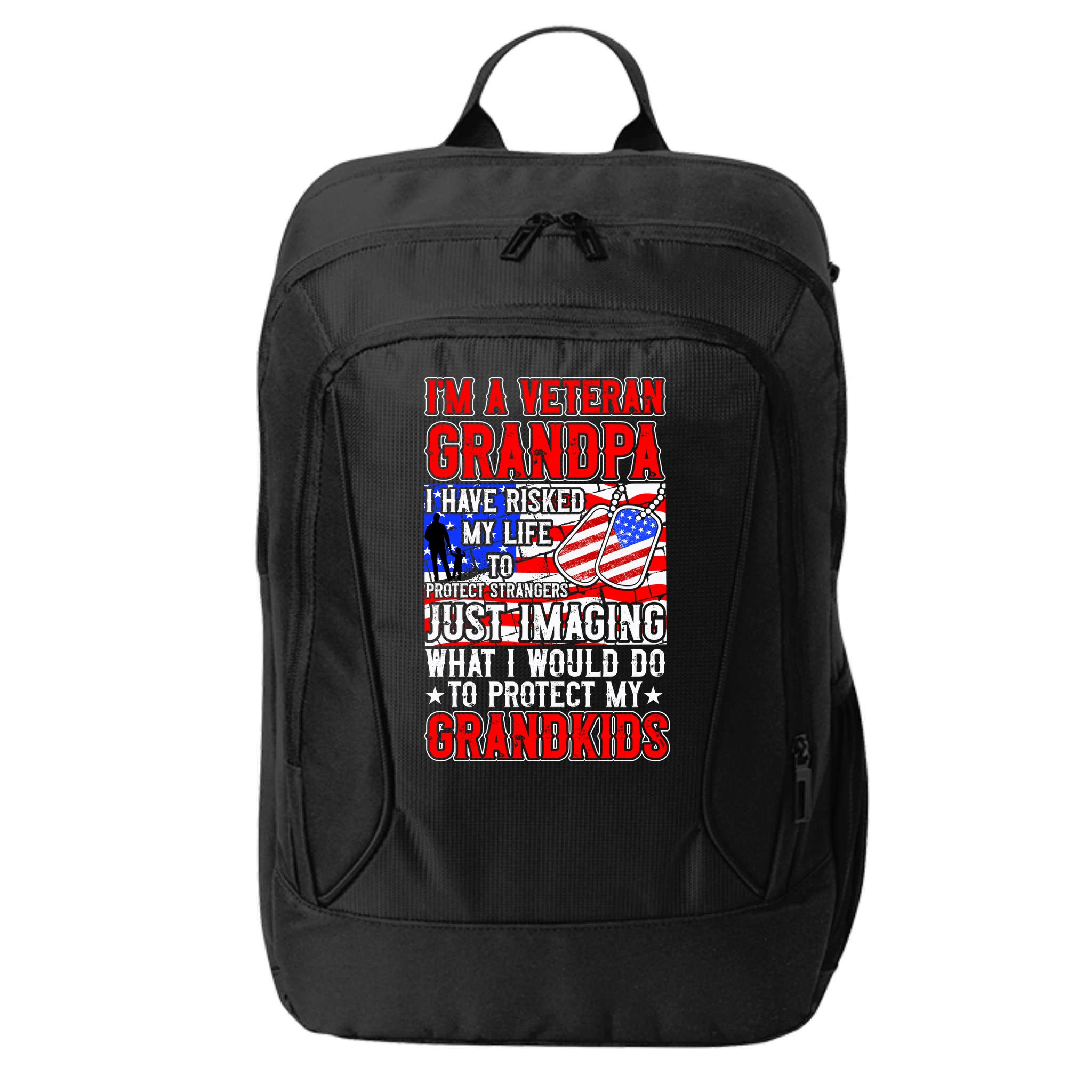 Veteran Grandpa Grandkids City Backpack