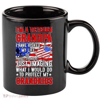 Veteran Grandpa Grandkids 11oz C Handle Ceramic Mug