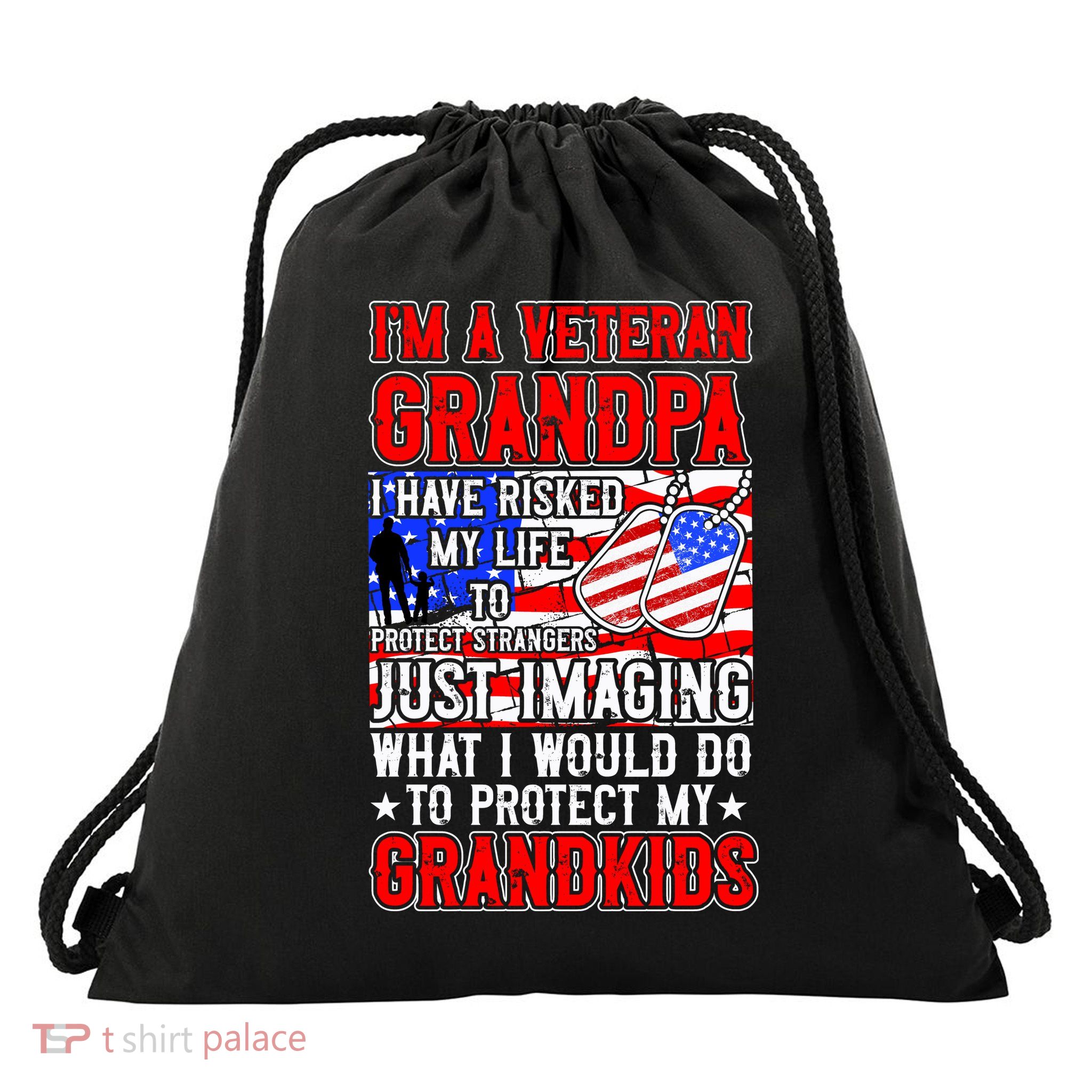 Veteran Grandpa Grandkids Drawstring Bag