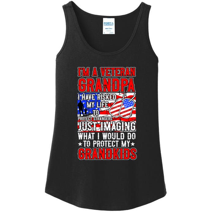 Veteran Grandpa Grandkids Ladies Essential Tank