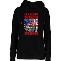 Veteran Grandpa Grandkids Womens Funnel Neck Pullover Hood