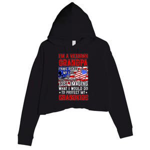 Veteran Grandpa Grandkids Crop Fleece Hoodie