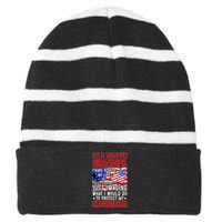 Veteran Grandpa Grandkids Striped Beanie with Solid Band