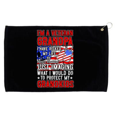 Veteran Grandpa Grandkids Grommeted Golf Towel