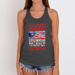 Veteran Grandpa Grandkids Women's Knotted Racerback Tank