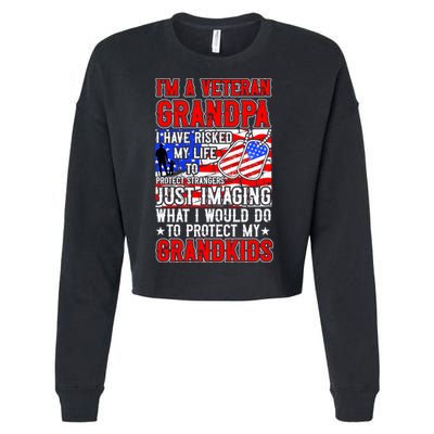 Veteran Grandpa Grandkids Cropped Pullover Crew