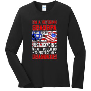 Veteran Grandpa Grandkids Ladies Long Sleeve Shirt