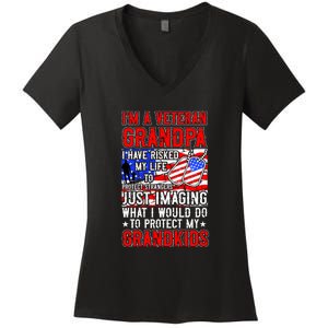 Veteran Grandpa Grandkids Women's V-Neck T-Shirt