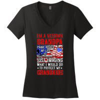 Veteran Grandpa Grandkids Women's V-Neck T-Shirt