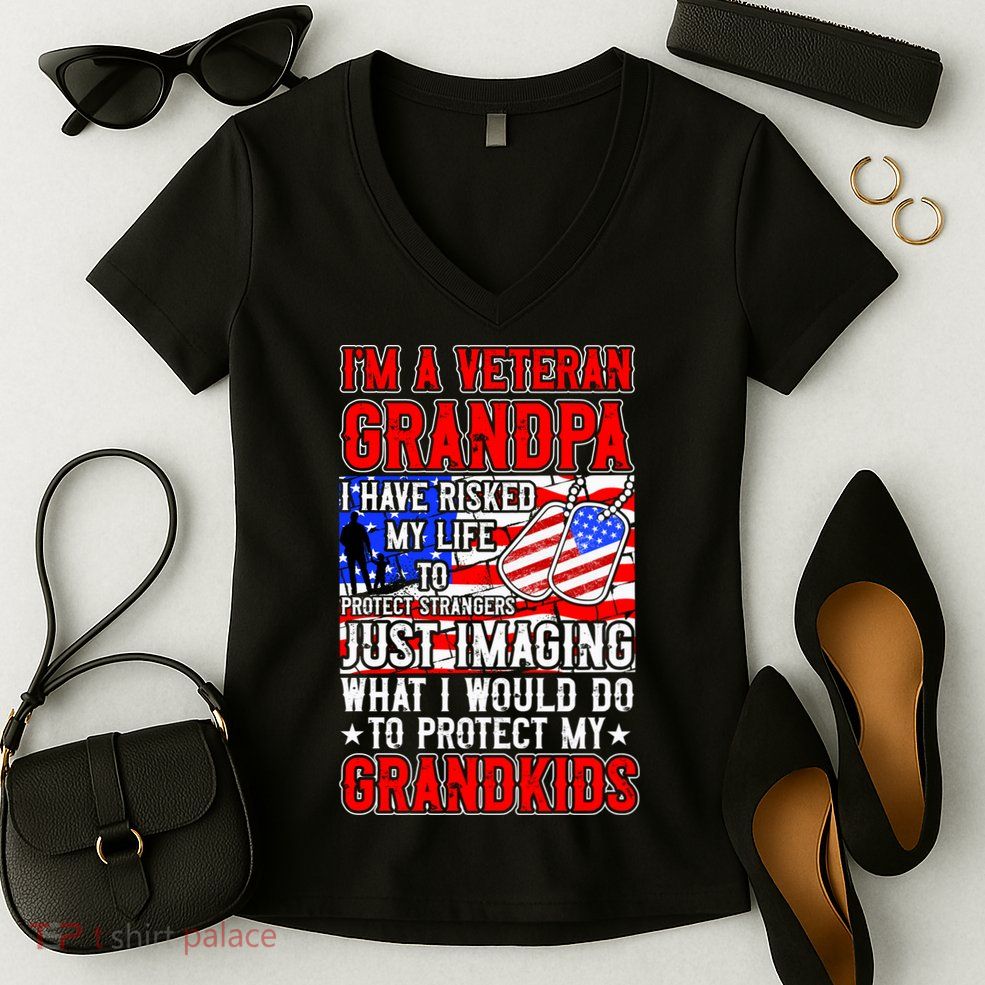 Veteran Grandpa Grandkids Women's V-Neck T-Shirt