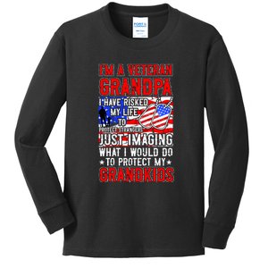 Veteran Grandpa Grandkids Kids Long Sleeve Shirt