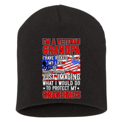 Veteran Grandpa Grandkids Short Acrylic Beanie