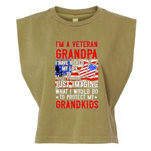 Veteran Grandpa Grandkids Garment-Dyed Women's Muscle Tee