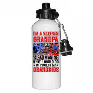 Veteran Grandpa Grandkids Aluminum Water Bottle