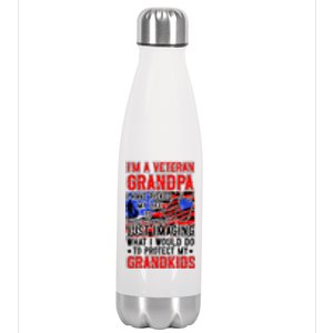 Veteran Grandpa Grandkids Stainless Steel Insulated Water Bottle