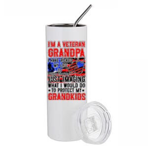 Veteran Grandpa Grandkids Stainless Steel Tumbler