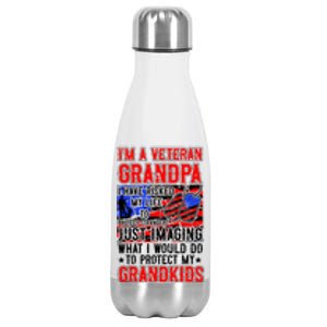 Veteran Grandpa Grandkids Stainless Steel Insulated Water Bottle