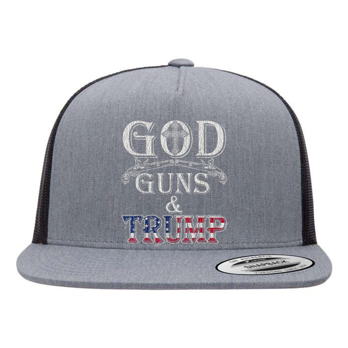 Vintage God Guns And Trump 2nd Amendment Flat Bill Trucker Hat