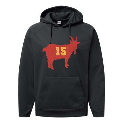 Vintage Grunge Goat 15 Red And Yellow Performance Fleece Hoodie