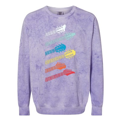 Vintage Guitar Gift For Men Women Music Band Guitarist Stuff Colorblast Crewneck Sweatshirt