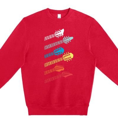 Vintage Guitar Gift For Men Women Music Band Guitarist Stuff Premium Crewneck Sweatshirt