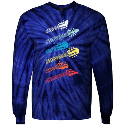 Vintage Guitar Gift For Men Women Music Band Guitarist Stuff Tie-Dye Long Sleeve Shirt