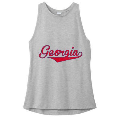 Vintage Georgia GA Throwback Red Retro Georgia Apparel Gift Ladies PosiCharge Tri-Blend Wicking Tank