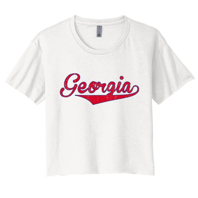 Vintage Georgia GA Throwback Red Retro Georgia Apparel Gift Crop Top