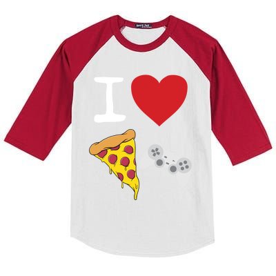 Video Games Gamer Love Pizza Cheese Slice Controller Cool Gift Kids Colorblock Raglan Jersey