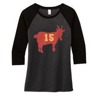 Vintage Grunge GOAT 15 Red And Gold Women's Tri-Blend 3/4-Sleeve Raglan Shirt