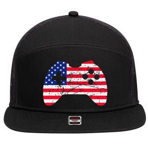 Video Game Gamer USA 4th of July Retro 7 Panel Mesh Trucker Snapback Hat