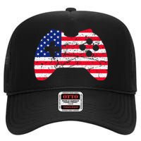 Video Game Gamer USA 4th of July Retro High Crown Mesh Back Trucker Hat