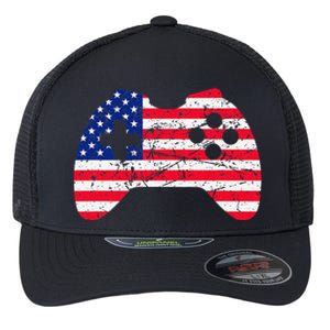 Video Game Gamer USA 4th of July Retro Flexfit Unipanel Trucker Cap