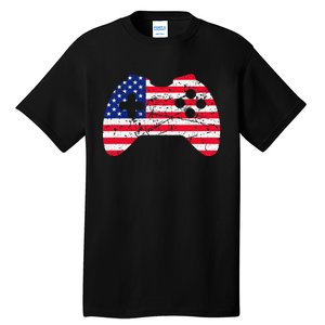 Video Game Gamer USA 4th of July Retro Tall T-Shirt