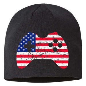 Video Game Gamer USA 4th of July Retro Sustainable Beanie