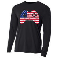 Video Game Gamer USA 4th of July Retro Cooling Performance Long Sleeve Crew