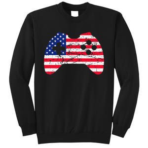 Video Game Gamer USA 4th of July Retro Tall Sweatshirt