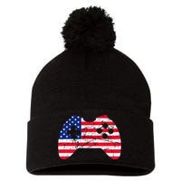 Video Game Gamer USA 4th of July Retro Pom Pom 12in Knit Beanie