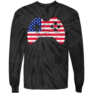 Video Game Gamer USA 4th of July Retro Tie-Dye Long Sleeve Shirt