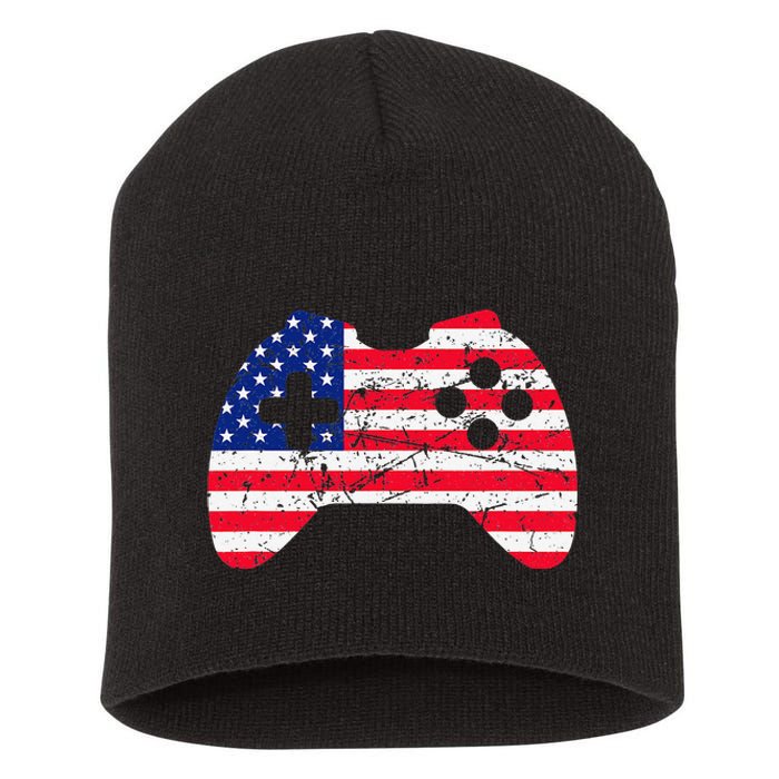 Video Game Gamer USA 4th of July Retro Short Acrylic Beanie