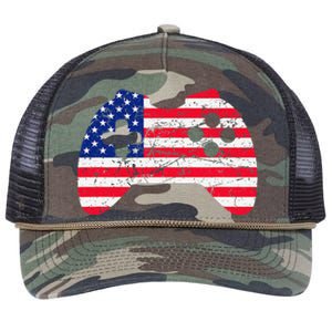 Video Game Gamer USA 4th of July Retro Retro Rope Trucker Hat Cap