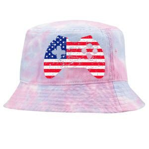 Video Game Gamer USA 4th of July Retro Tie-Dyed Bucket Hat